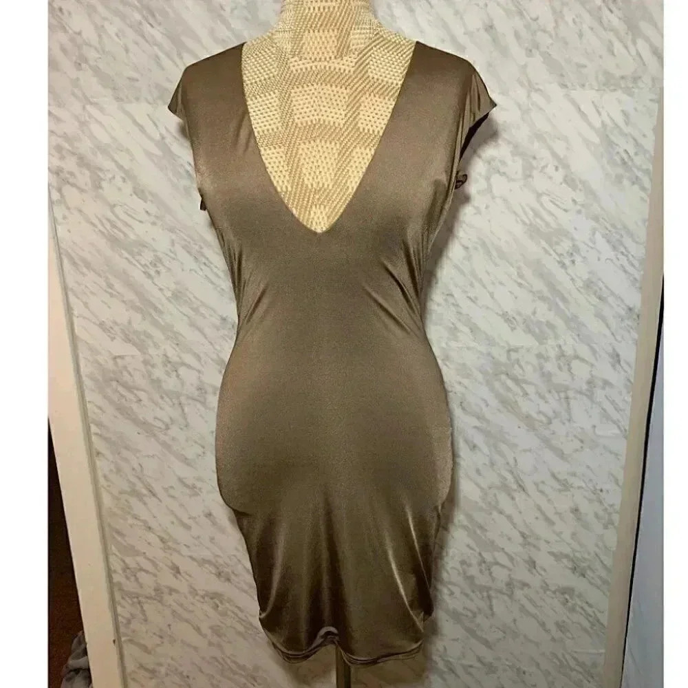 Abyss by Abby Bodycon Dress Taupe  Size Medium
